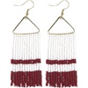 image:imageINKALLOY Game Day Earrings for Women Beaded Fringe Earrings for Football Gameday Outfits Handmade Jewelry for College Students Team Gifts Teachers Football MomsDark Red  White