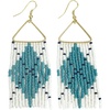 image:imageINKALLOY Game Day Earrings for Women Beaded Fringe Earrings for Football Gameday Outfits Handmade Jewelry for College Students Team Gifts Teachers Football MomsLight Blue  Navy Argyle