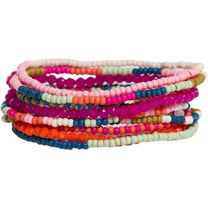 image:imageINK  ALLOY 10Strand Stacking Beaded Bracelets for Women  Mixed Patterns Bracelet Stack  Adjustable Stretch Fit  Handmade Boho Bracelets for Women  Perfect for Any OccasionRainbow Stripes