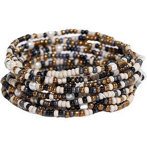 image:imageINK  ALLOY 10Strand Stacking Beaded Bracelets for Women  Mixed Patterns Bracelet Stack  Adjustable Stretch Fit  Handmade Boho Bracelets for Women  Perfect for Any OccasionBlack Confetti with Pearls