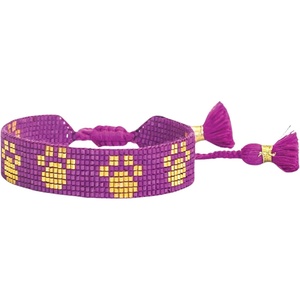 image:imageINK  ALLOY Beaded Boho Bracelets Gabby Word Bracelet Sliding Knot Wristband Friendship Bracelets Handmade Jewelry for the Modern Bohemian 525825 Adjustable Band 5 WGame Day Purple  Gold Paw Prints