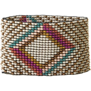 image:imageINK  ALLOY Beaded Bracelets for Women Penelope Boho Seed Bead Stretch Cuff Bracelet Handmade Jewelry for the Modern Bohemian 15Inch WidthMuted Rainbow