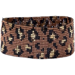 image:imageINK  ALLOY Beaded Cuff Bracelets for Women Brooklyn Luxe Seed Bead Stretch Boho Bracelet Handmade Jewelry for the Modern Bohemian 15Inch WidthMocha