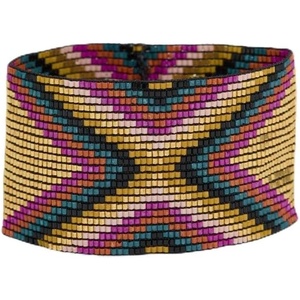 image:imageINK  ALLOY Beaded Cuff Bracelets for Women Brooklyn Luxe Seed Bead Stretch Boho Bracelet Handmade Jewelry for the Modern Bohemian 15Inch WidthMuted