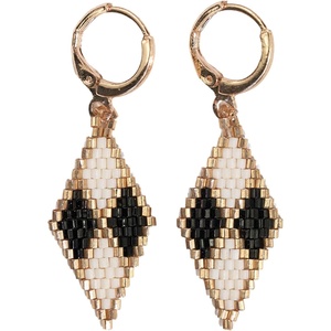 image:imageINK  ALLOY Beaded Earrings for Women Dangling Carmen Huggie Hoops with Diamond Shaped Pendant Boho Earrings Hypoallergenic Handmade Jewelry for the Modern Bohemian 163Inch Length