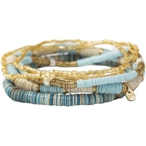 image:imageINK  ALLOY Boho Stackable Bracelets for Women Grace Sequin Stretch Stacking Bracelet with Circle Charm Handmade Jewelry for the Modern BohemianBlue Stack of 3