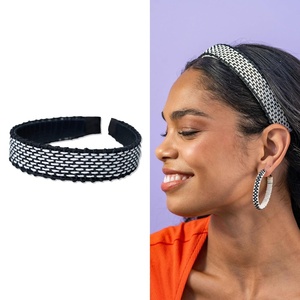 image:imageINK  ALLOY Boho TwoColor Woven Headbands for Women Caroline Wide Non Slip Raffia Headband Handmade Hair Accessories for the Modern Bohemian Purple amp Red One SizeBlack  White