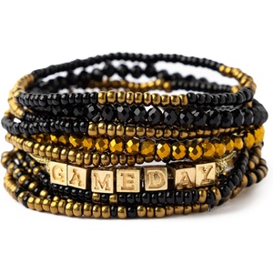 image:imageINK  ALLOY Game Day 11Strand Beaded Bracelet  Handcrafted Stack for Sports Moms Fans amp Students  Lightweight amp Bold  Perfect for GamedayBlack  Gold