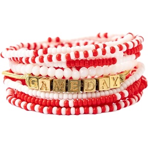 image:imageINK  ALLOY Game Day 11Strand Beaded Bracelet  Handcrafted Stack for Sports Moms Fans amp Students  Lightweight amp Bold  Perfect for GamedayCrimson  Cream