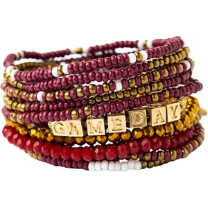 image:imageINK  ALLOY Game Day 11Strand Beaded Bracelet  Handcrafted Stack for Sports Moms Fans amp Students  Lightweight amp Bold  Perfect for GamedayGarnet  Gold