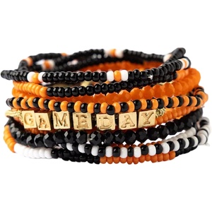 image:imageINK  ALLOY Game Day 11Strand Beaded Bracelet  Handcrafted Stack for Sports Moms Fans amp Students  Lightweight amp Bold  Perfect for GamedayOrange  Black