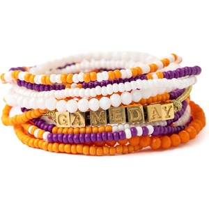 image:imageINK  ALLOY Game Day 11Strand Beaded Bracelet  Handcrafted Stack for Sports Moms Fans amp Students  Lightweight amp Bold  Perfect for GamedayPurple  Orange