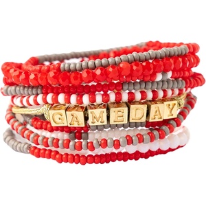image:imageINK  ALLOY Game Day 11Strand Beaded Bracelet  Handcrafted Stack for Sports Moms Fans amp Students  Lightweight amp Bold  Perfect for GamedayScarlet  Gray