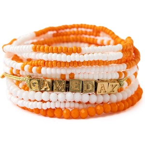 image:imageINK  ALLOY Game Day 11Strand Beaded Bracelet  Handcrafted Stack for Sports Moms Fans amp Students  Lightweight amp Bold  Perfect for GamedayWhite  Orange