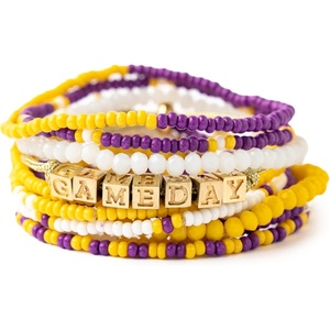 image:imageINK  ALLOY Game Day 11Strand Beaded Bracelet  Handcrafted Stack for Sports Moms Fans amp Students  Lightweight amp Bold  Perfect for GamedayYellow  Purple