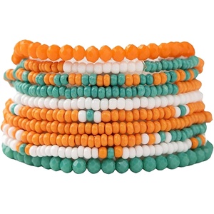 image:imageINK  ALLOY Game Day Bracelet Stacks Beaded Bracelets for Football Gameday Outfits Handmade Jewelry for College Students Teachers Football Moms Set of 10Aqua  Orange