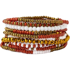image:imageINK  ALLOY Game Day Bracelet Stacks Beaded Bracelets for Football Gameday Outfits Handmade Jewelry for College Students Teachers Football Moms Set of 10Burnt Orange