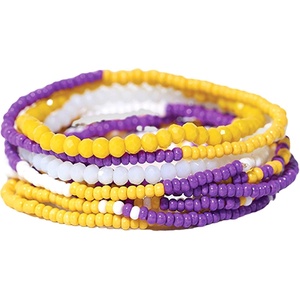 image:imageINK  ALLOY Game Day Bracelet Stacks Beaded Bracelets for Football Gameday Outfits Handmade Jewelry for College Students Teachers Football Moms Set of 10Yellow  Purple