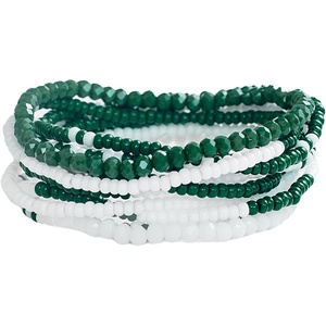 image:imageINK  ALLOY Game Day Bracelet Stacks Beaded Bracelets for Football Gameday Outfits Handmade Jewelry for College Students Teachers Football Moms Set of 10Dark Green  White