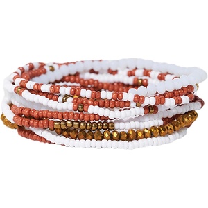 image:imageINK  ALLOY Game Day Bracelets for Women Beaded Bracelet Stacks for Fans Handmade Jewelry for College Students Teachers Team Gifts Set of 10 Burnt Orange  White