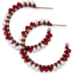 image:imageINK  ALLOY Game Day Crystal Threaded Bead Hoop Earrings  Handcrafted Statement Hoops for Sports Moms amp Fans  Lightweight Sparkling Style  Perfect for GamedayMaroon  White