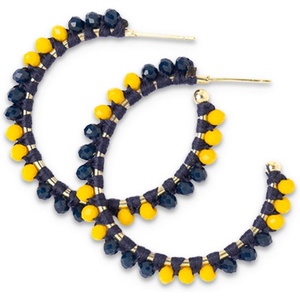 image:imageINK  ALLOY Game Day Crystal Threaded Bead Hoop Earrings  Handcrafted Statement Hoops for Sports Moms amp Fans  Lightweight Sparkling Style  Perfect for GamedayYellow  Blue