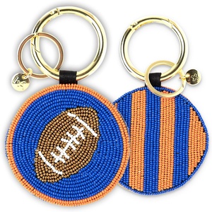 image:imageINK  ALLOY Game Day Football Beaded Bag Charm  Lightweight Handmade Keychain for Sports Moms Fans amp Students for GamedayBlue  Orange