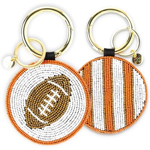 image:imageINK  ALLOY Game Day Football Beaded Bag Charm  Lightweight Handmade Keychain for Sports Moms Fans amp Students for GamedayBurnt Orange
