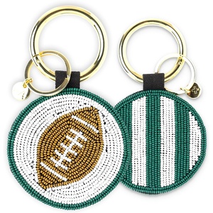 image:imageINK  ALLOY Game Day Football Beaded Bag Charm  Lightweight Handmade Keychain for Sports Moms Fans amp Students for GamedayGreen  White