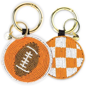 image:imageINK  ALLOY Game Day Football Beaded Bag Charm  Lightweight Handmade Keychain for Sports Moms Fans amp Students for GamedayOrange  White