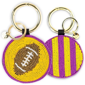 image:imageINK  ALLOY Game Day Football Beaded Bag Charm  Lightweight Handmade Keychain for Sports Moms Fans amp Students for GamedayPurple  Yellow