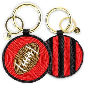 image:imageINK  ALLOY Game Day Football Beaded Bag Charm  Lightweight Handmade Keychain for Sports Moms Fans amp Students for GamedayRed  Black