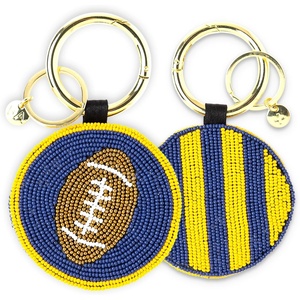 image:imageINK  ALLOY Game Day Football Beaded Bag Charm  Lightweight Handmade Keychain for Sports Moms Fans amp Students for GamedayYellow  Blue