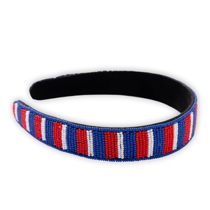 image:imageINK  ALLOY Game Day Striped Beaded Headband  Handcrafted Statement Hair Accessories for Sports Fans  Perfect for Gameday Yellow  BlueBlue  Crimson