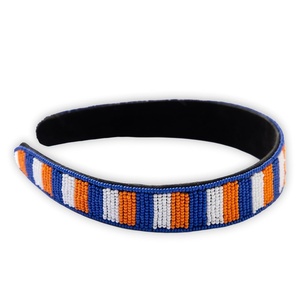 image:imageINK  ALLOY Game Day Striped Beaded Headband  Handcrafted Statement Hair Accessories for Sports Fans  Perfect for Gameday Yellow  BlueBlue  Orange