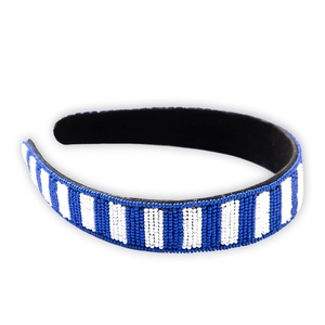 image:imageINK  ALLOY Game Day Striped Beaded Headband  Handcrafted Statement Hair Accessories for Sports Fans  Perfect for Gameday Yellow  BlueBlue  White