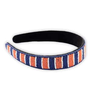 image:imageINK  ALLOY Game Day Striped Beaded Headband  Handcrafted Statement Hair Accessories for Sports Fans  Perfect for Gameday Yellow  BlueNavy  Orange