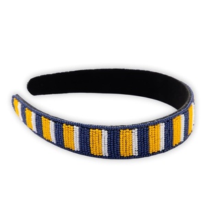 image:imageINK  ALLOY Game Day Striped Beaded Headband  Handcrafted Statement Hair Accessories for Sports Fans  Perfect for Gameday Yellow  BlueYellow  Blue