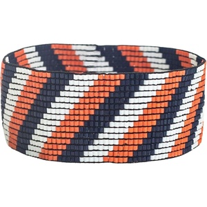 image:imageINK  ALLOY Game Day Striped Cuff Bracelets for Women Beaded Stretch Bracelet for Football Gameday Outfits Handmade Jewelry for College Students Teachers Football Moms 1Inch WNavy  Orange