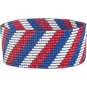 image:imageINK  ALLOY Game Day Striped Cuff Bracelets for Women Beaded Stretch Bracelet for Football Gameday Outfits Handmade Jewelry for College Students Teachers Football Moms 1Inch WRed  White  Blue