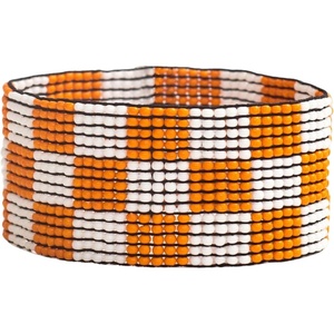 image:imageINK  ALLOY Game Day Striped Cuff Bracelets for Women Beaded Stretch Bracelet for Football Gameday Outfits Handmade Jewelry for College Students Teachers Football Moms 1Inch WOrange  White Checkered