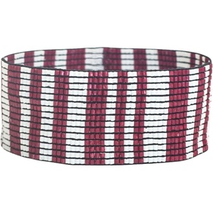 image:imageINK  ALLOY Game Day Striped Cuff Bracelets for Women Beaded Stretch Bracelet for Football Gameday Outfits Handmade Jewelry for College Students Teachers Football Moms 1Inch WDark Red  White
