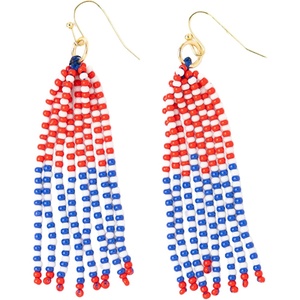 image:imageINK  ALLOY Game Day Tassel Seed Bead Earrings  Handcrafted Statement Earrings ready for Gameday  Lightweight amp BoldBlue  Crimson