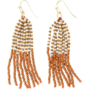 image:imageINK  ALLOY Game Day Tassel Seed Bead Earrings  Handcrafted Statement Earrings ready for Gameday  Lightweight amp BoldBurnt Orange