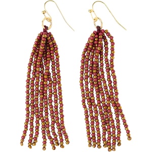 image:imageINK  ALLOY Game Day Tassel Seed Bead Earrings  Handcrafted Statement Earrings ready for Gameday  Lightweight amp BoldGarnet  Gold