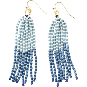 image:imageINK  ALLOY Game Day Tassel Seed Bead Earrings  Handcrafted Statement Earrings ready for Gameday  Lightweight amp BoldNavy  Blue  White