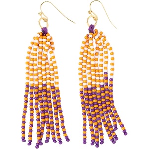 image:imageINK  ALLOY Game Day Tassel Seed Bead Earrings  Handcrafted Statement Earrings ready for Gameday  Lightweight amp BoldPurple  Orange