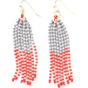 image:imageINK  ALLOY Game Day Tassel Seed Bead Earrings  Handcrafted Statement Earrings ready for Gameday  Lightweight amp BoldScarlet  Gray