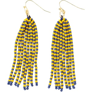 image:imageINK  ALLOY Game Day Tassel Seed Bead Earrings  Handcrafted Statement Earrings ready for Gameday  Lightweight amp BoldYellow  Blue
