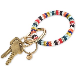 image:imageINK  ALLOY Key Ring Bracelet for Women Chloe Beaded Keychain Wristlet Handmade Jewelry for the Modern BohemianMulticolor Stripes